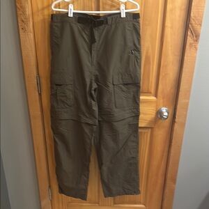 2 pair of Eastern Mountain Sports Green/brown Convertible Cargo Pants 36